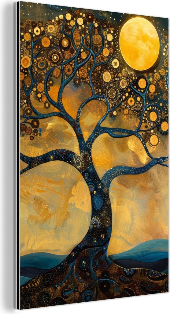 MuchoWow Wanddekoration Metall Metallbild Wandkunst 100x150 cm Baum - Industriell - Abstrakt - Gelb MuchoWow Aluminium Gemälde - Bild