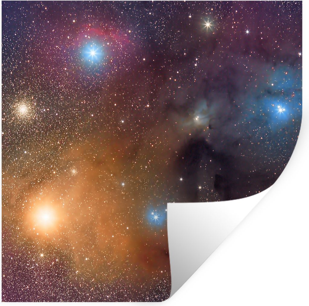 MuchoWow Wandtattoo Wandsticker Wandaufkleber Universum - Sterne - Farben - Jungen - Mädchen - Kinder 100x100 cm Selbstklebend und Repositionier...