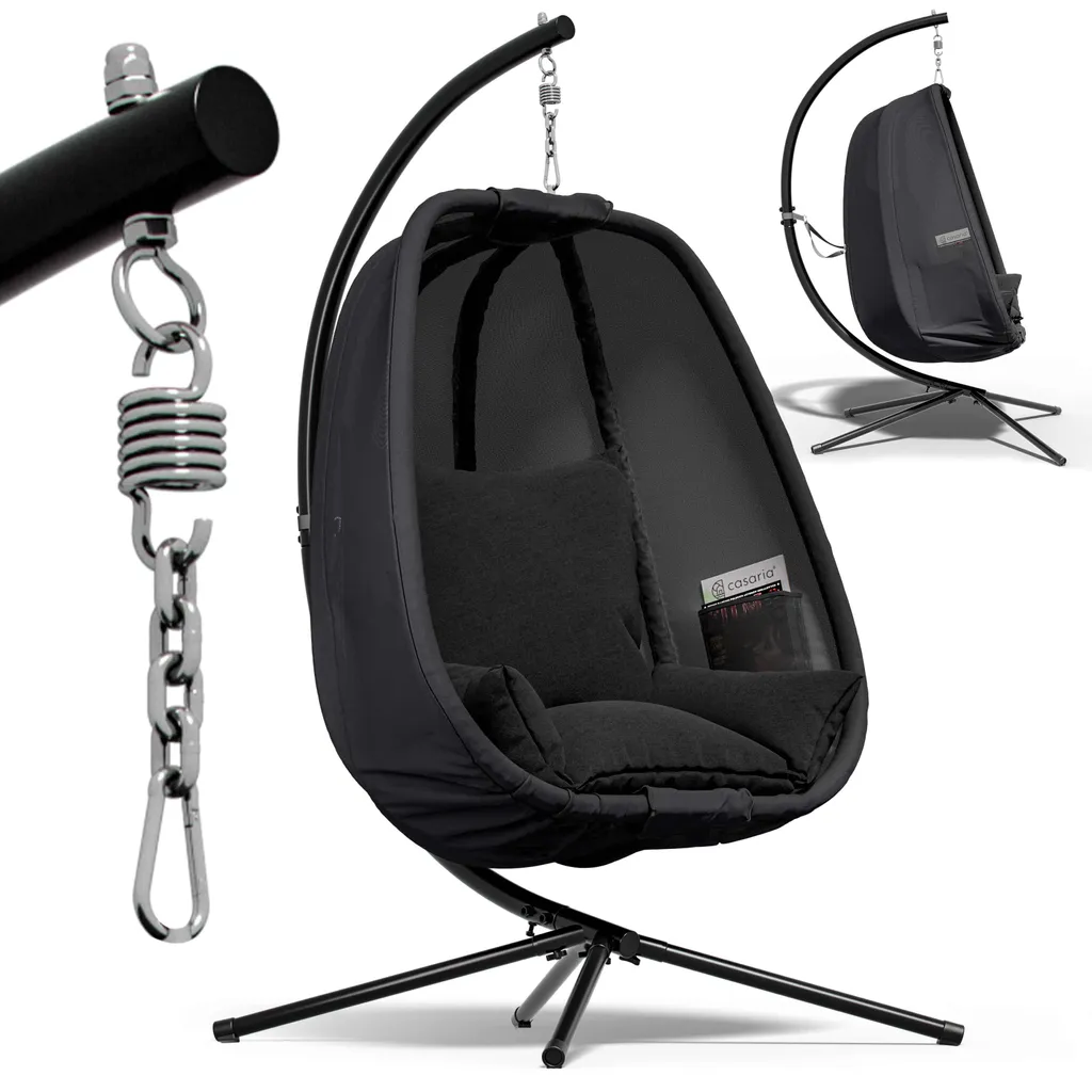 CASARIA Fauteuil suspendu anthracite avec support robuste charge 150kg