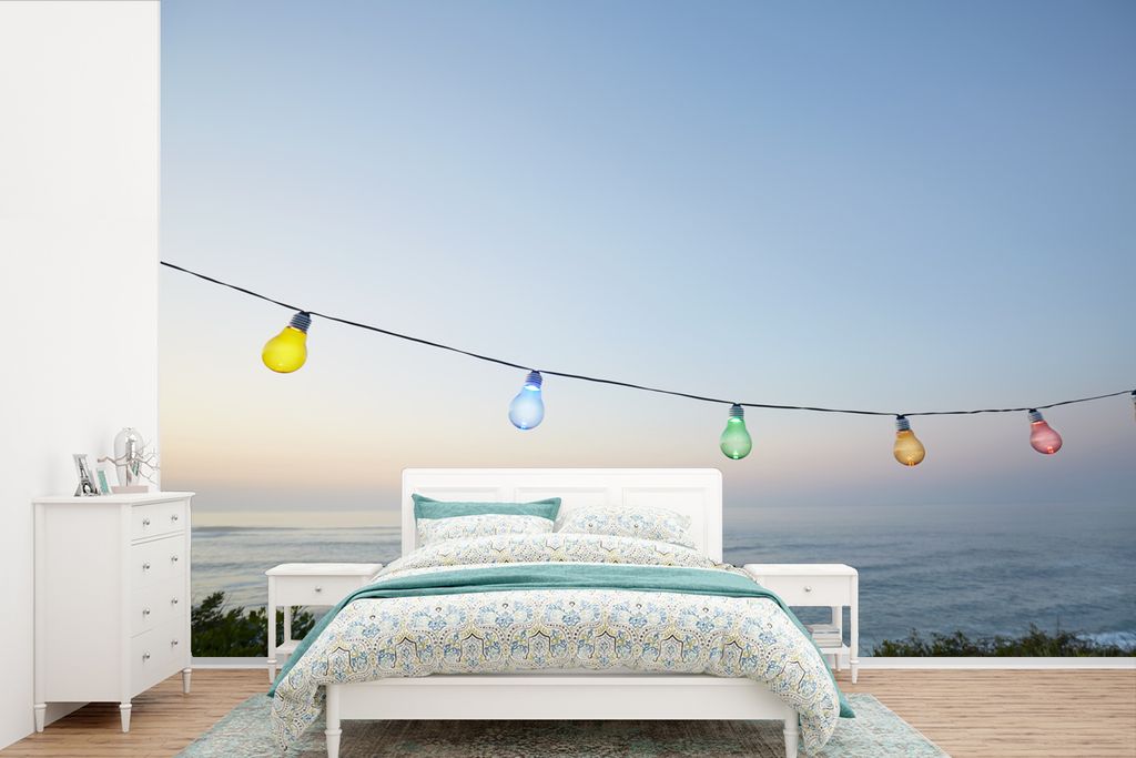 MuchoWow Fototapete für Wohnzimmer oder Schlafzimmer Wandtapete Vinyl Motivtapete Lampen - Wasser - Luft - 600x400 cm - Vinyltapeten