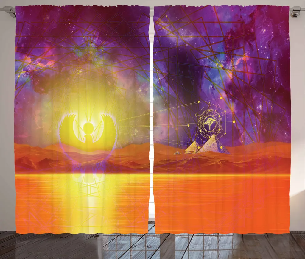 Rideaux Décoratifs Égypte pour Grand Salon Format 280x225 cm Violet Orange