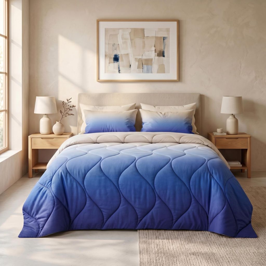 Sleep Comfy Sommerbettdecke 135x200 cm Blau mit Kissenbezug Produktbild 