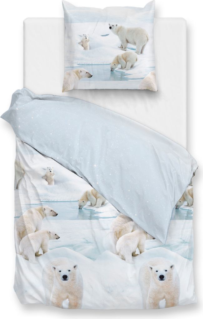 ZO!Home Polare Bettwäsche 155 Blue Bettwäsche 1 x Bettbezug 155x220 + 1 x Kopfkissenbezug 80x80 Blue Fauna blau