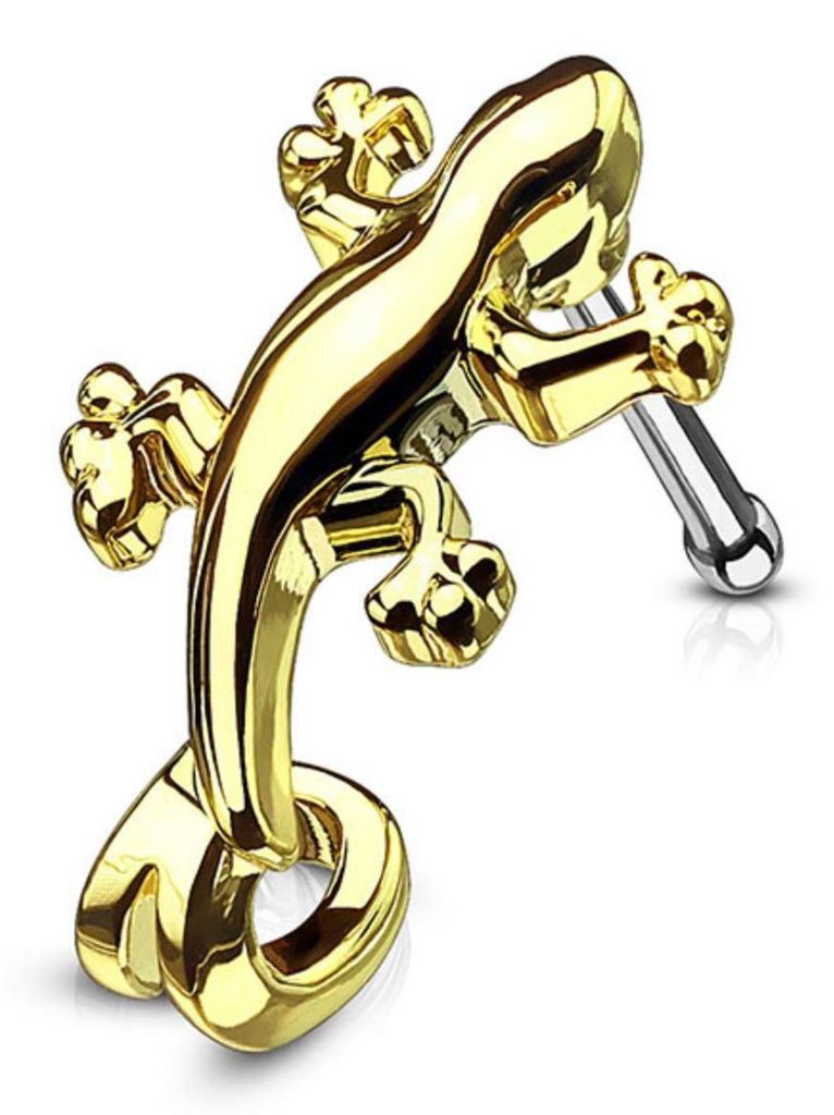 Nasenstecker „Eidechse“: Nasenpiercing Nasenring 316L Gold Produktbild 