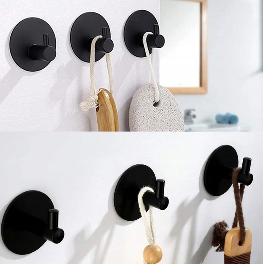 4 Ganci Adesivi Neri Opachi 4.5cm - Appendini Multifunzione Cucina e Bagno - 16