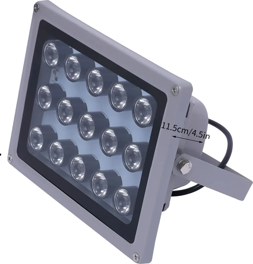 Illuminateur IR 100m Portée 15 LEDs BLANC - Vision Nocturne Longue Distance IP66