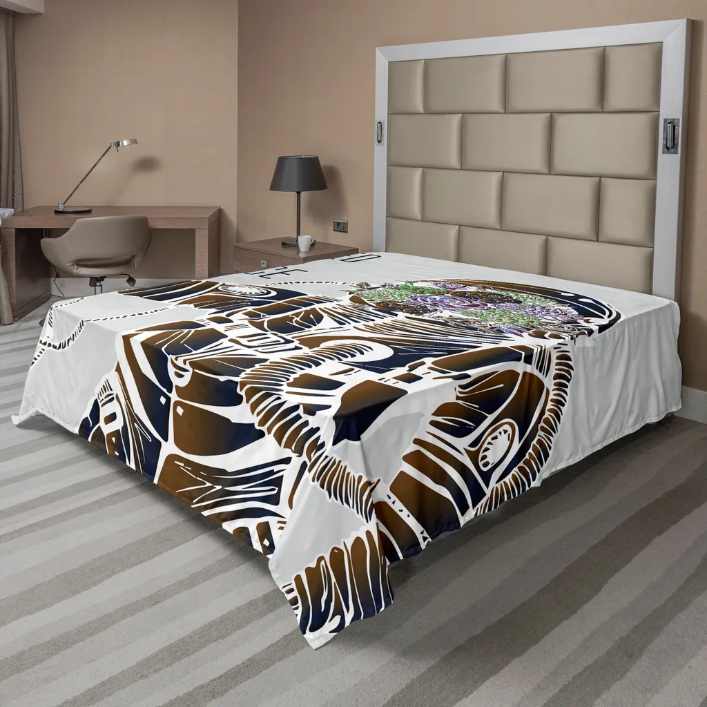 Drap plat anti-plis et doux pour grand lit, design cosmonaute artistique