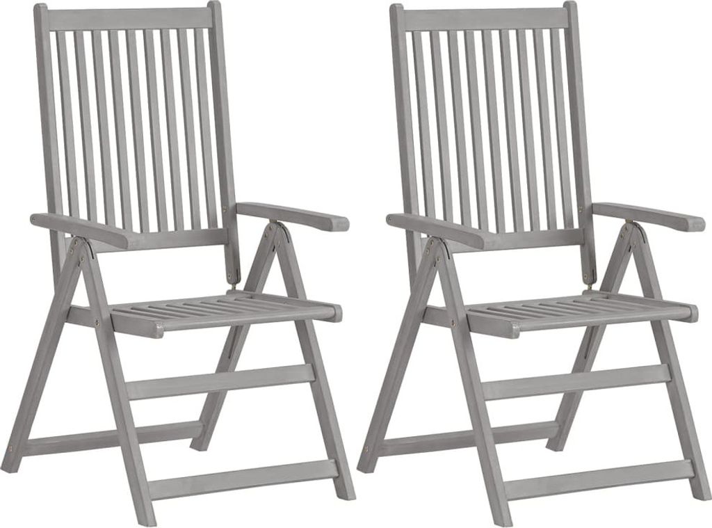 "2026 Aktion"Stuhl Terrasse - Verstellbare Gartenstühle 2er set - Balkonmöbel - Campingstuhl elegantes Design - mit Auflagen Massivholz Akazie - ...