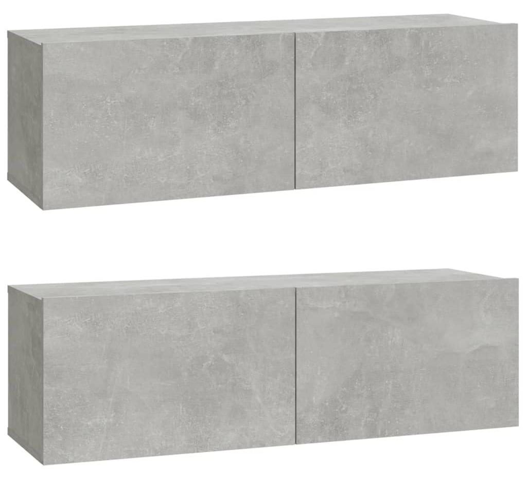 vidaXL TV-Wandschränke 2 Stk. Betongrau 100x30x30 cm Holzwerkstoff