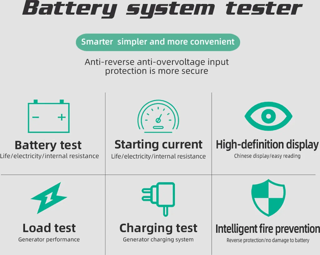 Testeur de batterie à diffusion vocale pour mesure de résistance interne