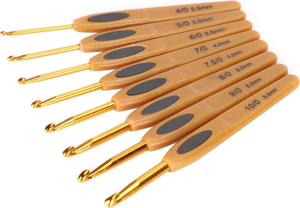 H?kelnadel-Set, 8-teilig H?kelset Stricknadel-Set H?kelnadel Strickwerkzeuge Aluminium Ergonomische Stricknadeln Brauner Kunststoffgriff fr Anf?nge...