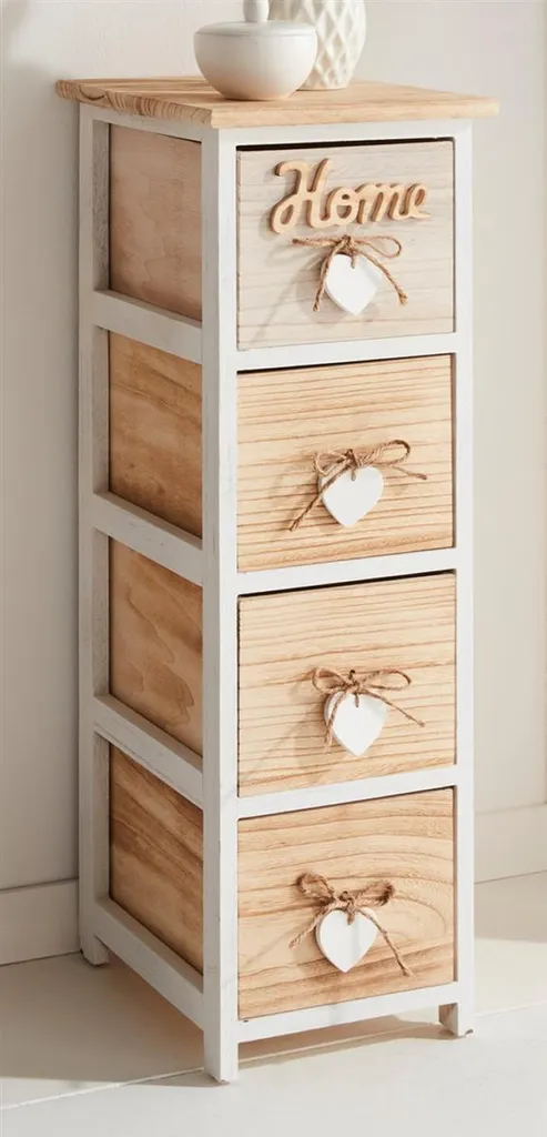Commode étroite Home en bois avec 4 tiroirs pour gain de place