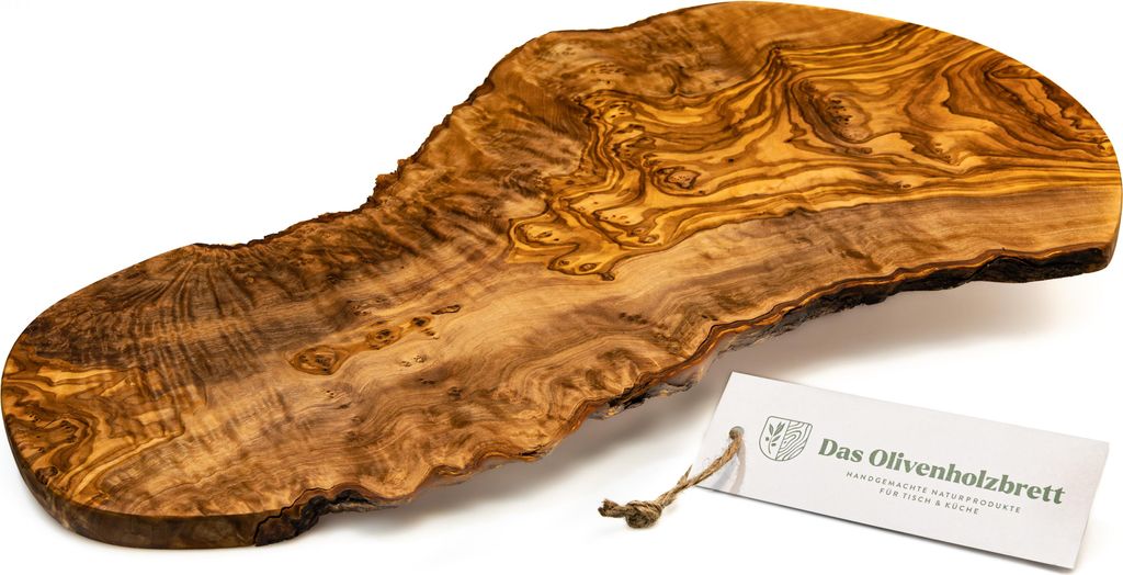 Brotzeitbrett aus Olivenholz im Naturschnitt 65 cm Produktbild 