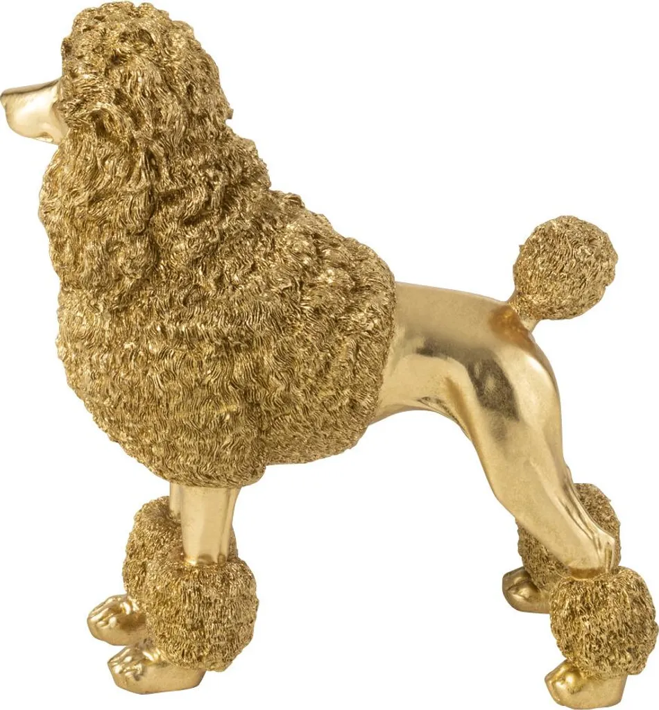 Statue Caniche debout J-Line en Polyrésine Dorée Taille Medium 45cm - 2