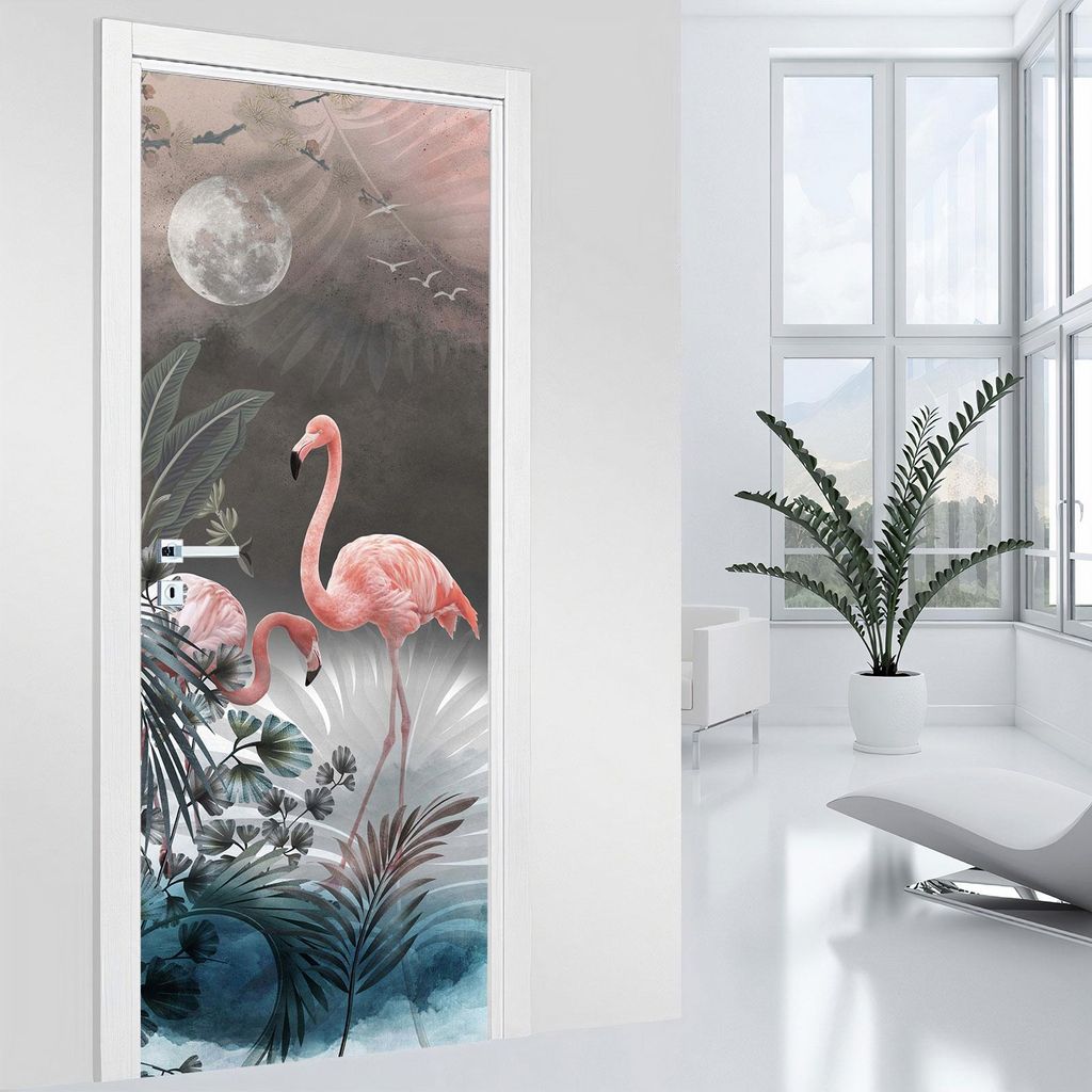 Türsticker – Lumaléa – Flamingos – MAT-Kleber – Breite 83 x H?he 205 cm