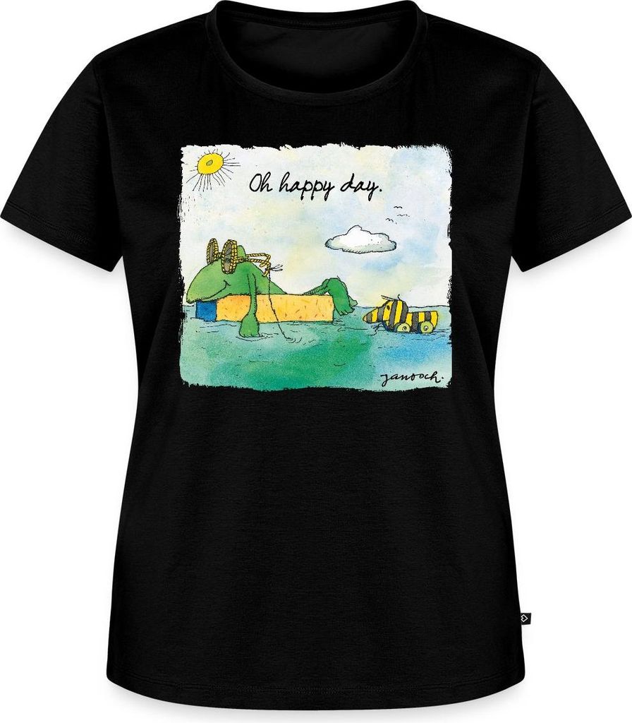 Spreadshirt Janosch Günter Tigerente Oh Happy Day Am See Frauen Premium T-Shirt, XXL, Schwarz