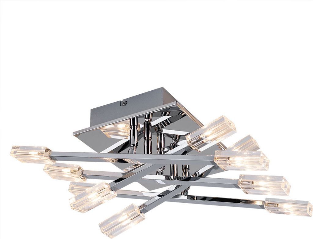 Deckenlampe, Glas, Chrom, Metall, klar, H 28cm Produktbild 