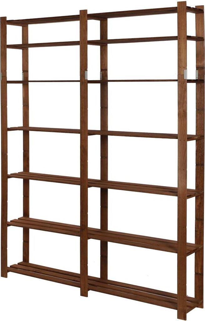 Holzregal PINEPEAK | HxBxT 220x170x28cm | 7 Fachboden | 1,2cm dickes Kiefernholz | Braun