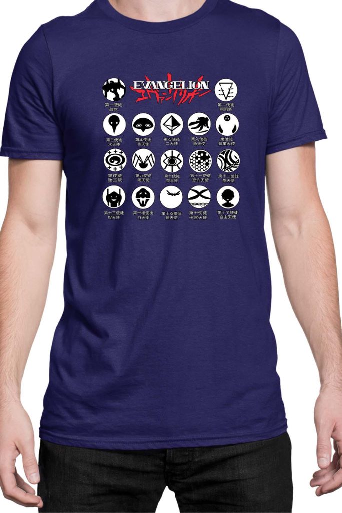 Herren T-Shirt Japan Manga Anime Comics Animation Neon Anime Genesis Angels Organisation, Man L / Dunkelblau