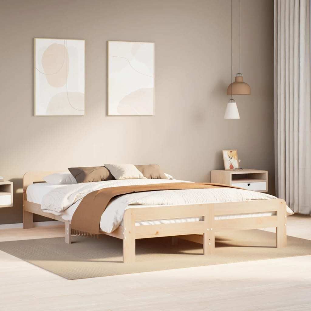 "2026 Promotion" Massivholzbett Schlafzimmer - ohne Matratze - 150x200 cm - Kiefernholz - Polsterbett CC31515
