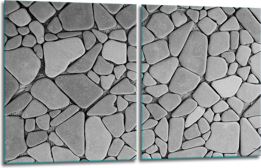 Herdabdeckplatten 2x40x52 Glaskeramikfeld 2-Teilig Glas Spritzschutz Steine