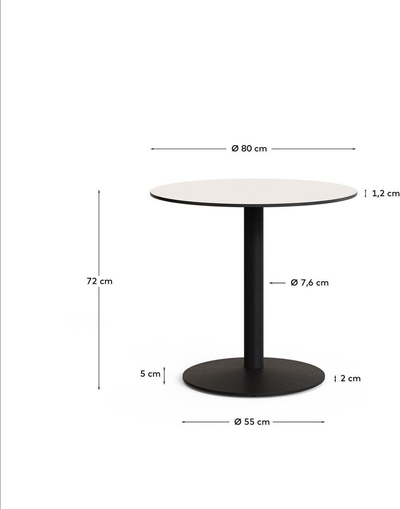 Outdoor-Tisch Esilda 80 x 80 x 72 cm Stahl Phenolplatte Schwarz Weiß
