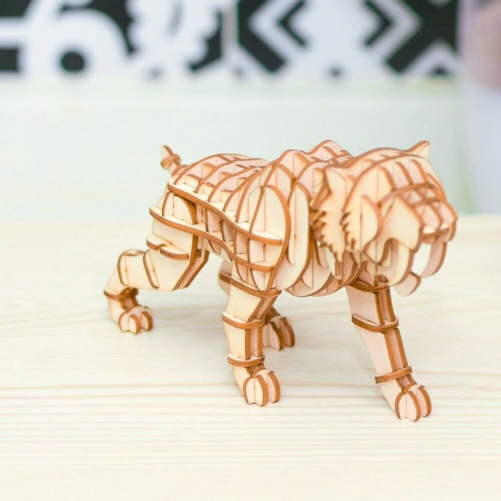 Rolife 3D-Holz-Puzzle Tiger Säbelzahntiger Saber Toothed Tiger 