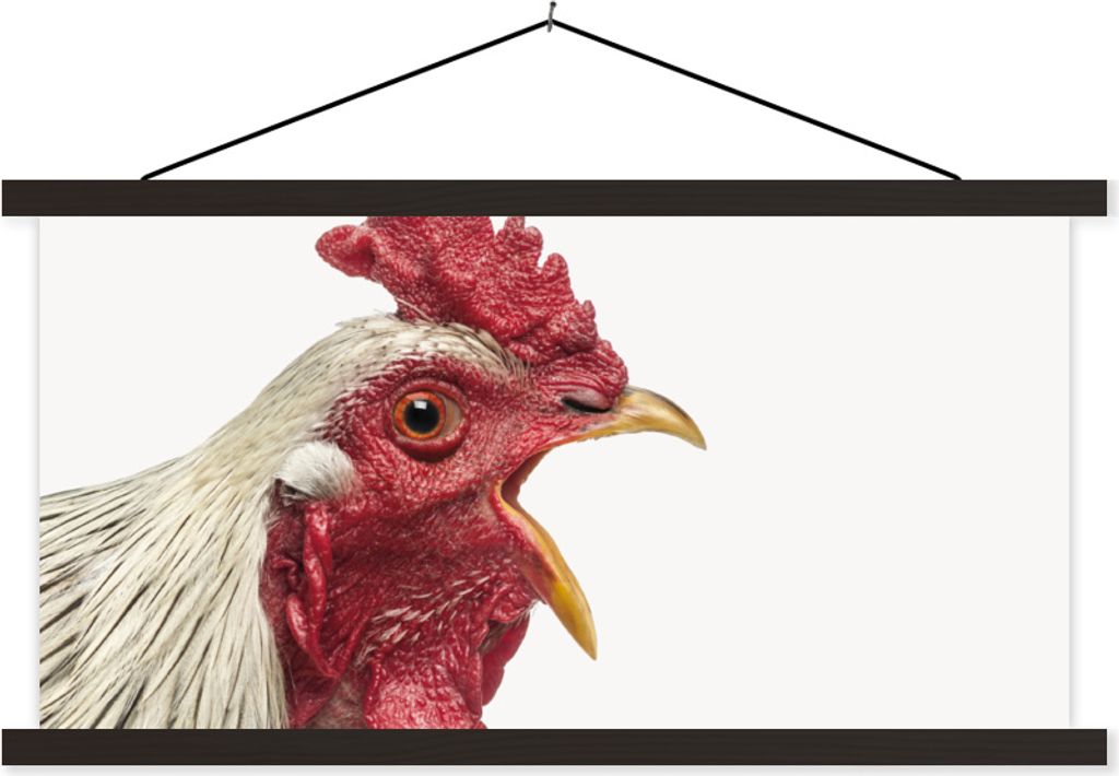 MuchoWow Textilposter Hahn - Tiere - Bauernhoftiere - Jungen - Kinder - Mädchen 90x45 cm mit schwarzem Rahmen - Klemmleisten