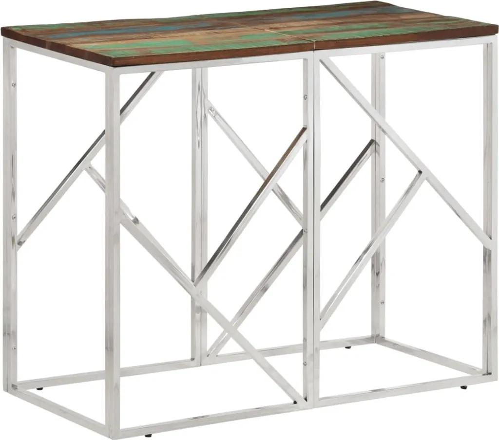Consolle Acciaio Inox 2025 e Legno Massiccio Antico - Design 3821049