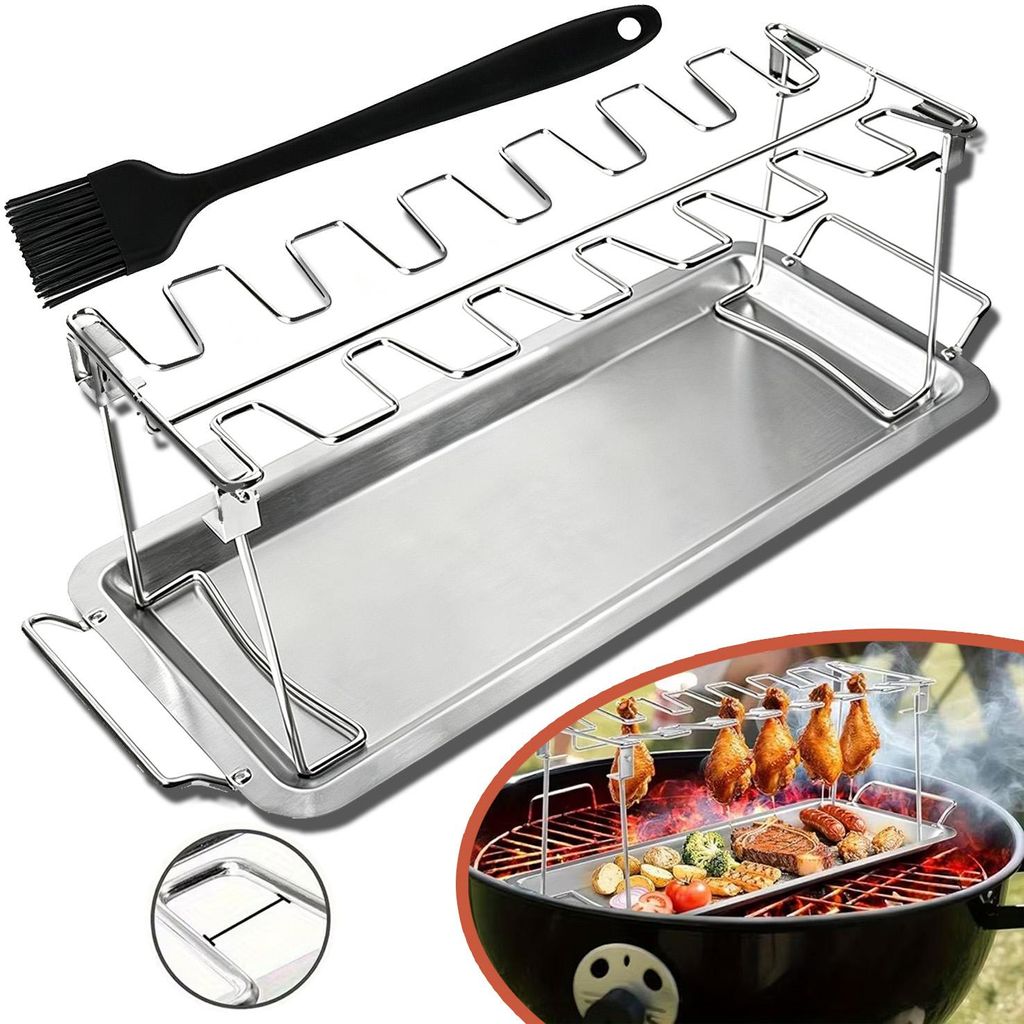 Hähnchenschenkel Halter, Edelstahl Chicken Rack Produktbild 