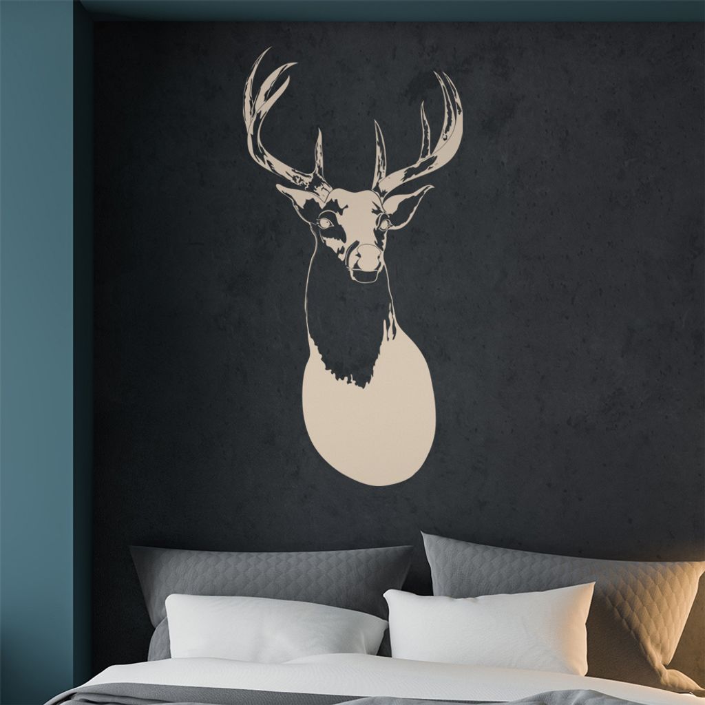 KIWISTAR Hirsch Geweihträger Wandtattoo in 6 Größen - Wandaufkleber Wall Sticker - Dekoration, Küche, Wohnzimmer, Schlafzimmer, Badezimmer