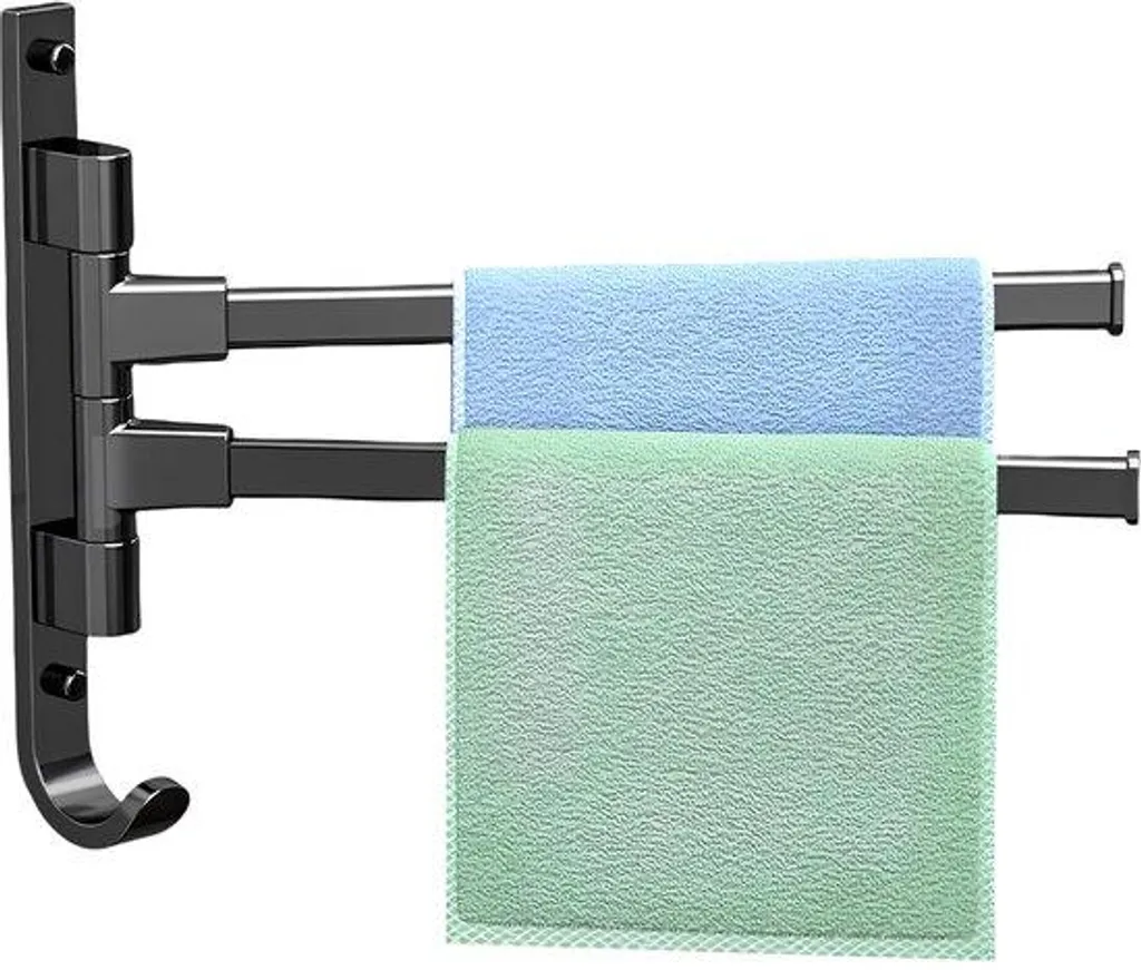 Porte-serviettes mural en aluminium noir mat pour salle de bain 50cm