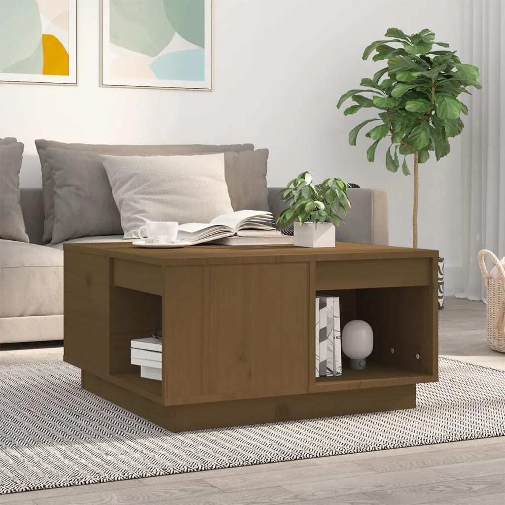 Tavolino Design New Honey Brown 60x61x32,5 cm Pino massiccio - Tavolini Mobili2025 CHY8075455 1pacco
