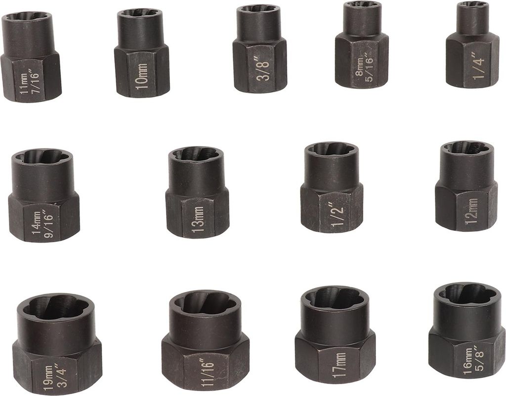 13-teiliges Set zum Entfernen von Gewindebolzen und Muttern, professionelles Set aus Chrom-Molybdän-Stahl zum Ausdrehen beschädigter Schrauben mi...