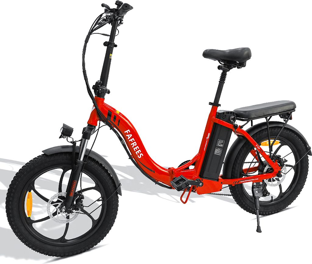 Elektrofahrrad 20" Fat Tire E-Fahrrad klapprad,250W Motor, Off-Road Mountainbike mit Shimano 7 Gängen,City Herren Damen Rot