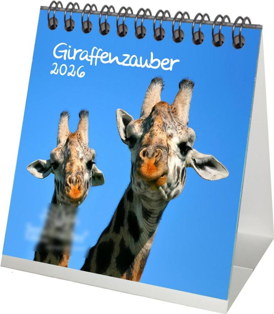 Giraffenzauber Tischkalender 10cm x 10cm für 2026 Giraffen - Seelenzauber