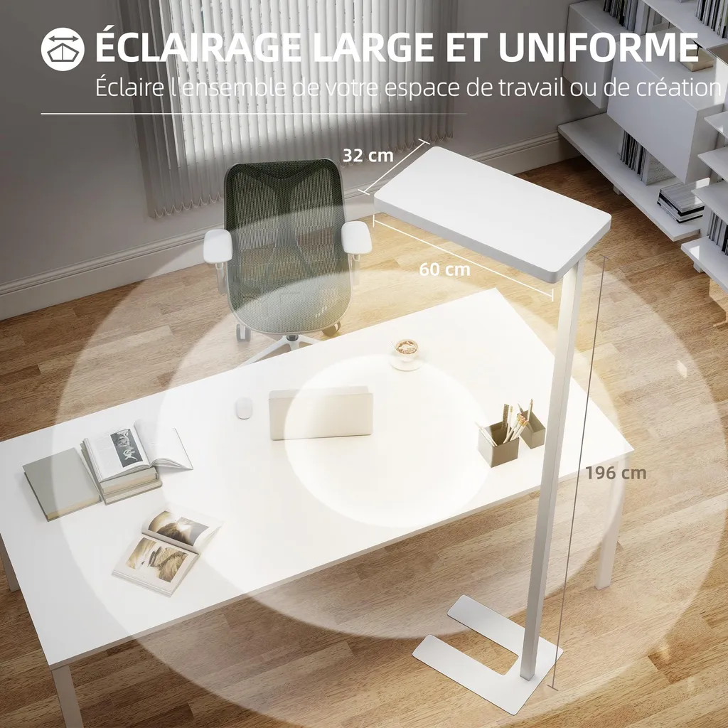 Lampadaire LED 196 cm à Spectre Complet - Lumière Variable 3000K à 6500K - 8