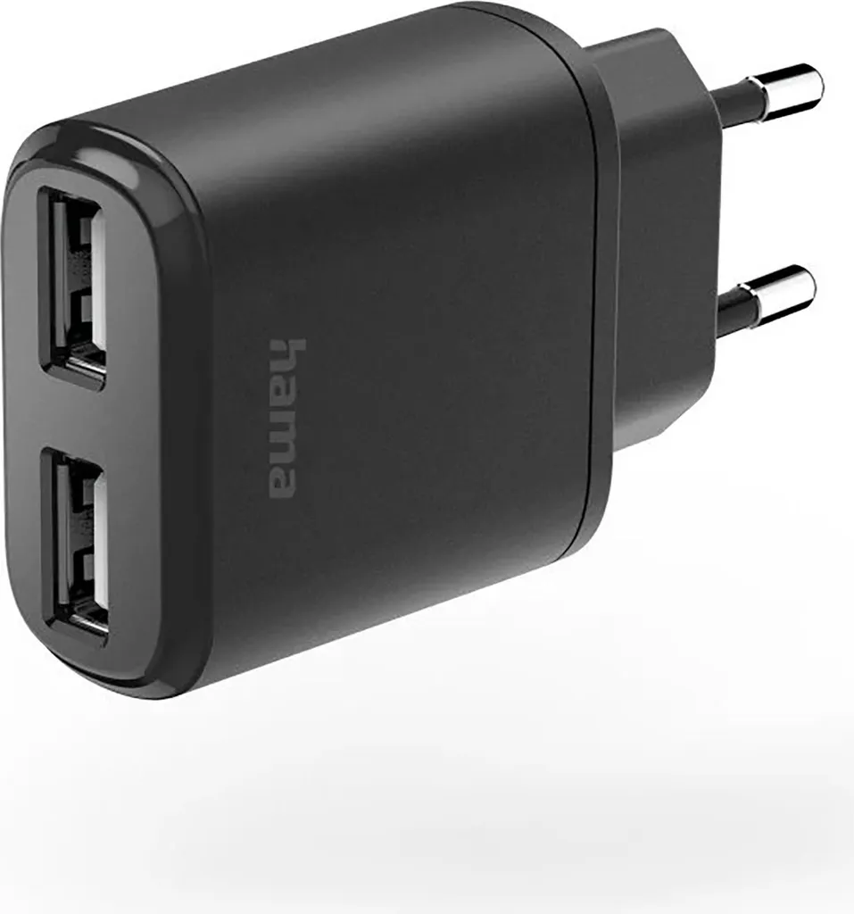 HAMA Caricabatterie 2xUSB-A 12W Nero | Adattatore Parete Universale