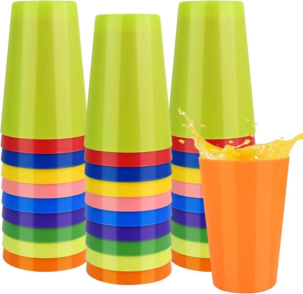 Lot de 30 gobelets en plastique réutilisables 260ml multicolores festifs