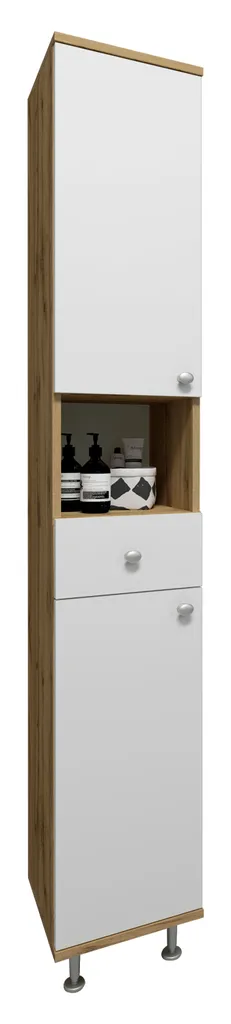 Armadio alto per mobili da bagno Nilosi Rovere al miele / Bianco A. 185 x L. 30 x P. 31 cm
