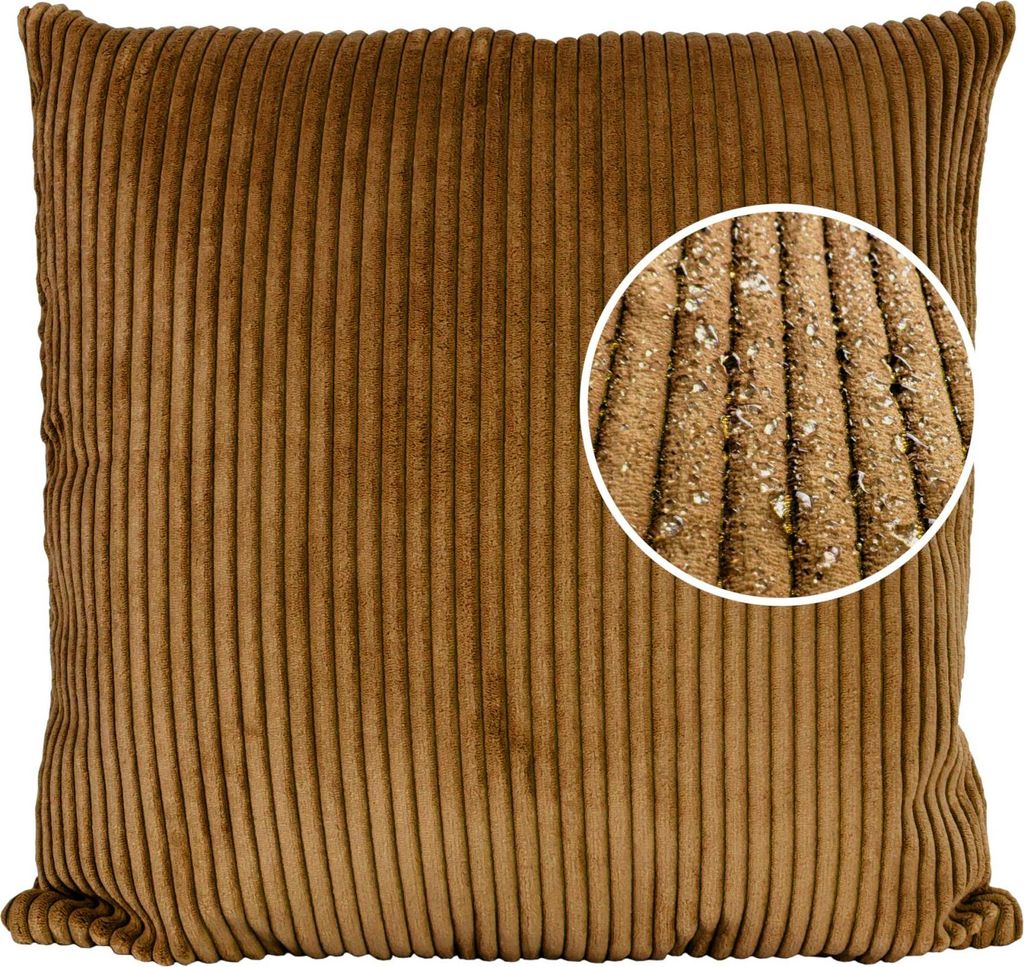 Dekokissen 60x60cm Kissenhülle ohne Füllung Kissenbezug mit Reißverschluss Einfarbig Cordsamt Senf