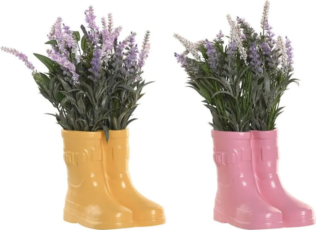 Duo de Plantes Vertes Artificielles en Pot Céramique Design - 23 x 39 cm