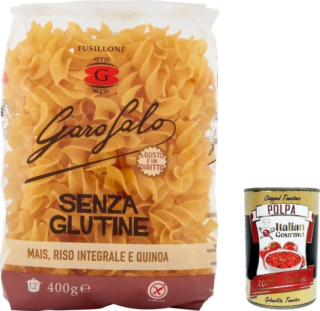 20x Fusillone 400 g Senza Glutine Glutin free, glutenfrei Pasta Noodles + Italian Gourmet Polpa 400 g