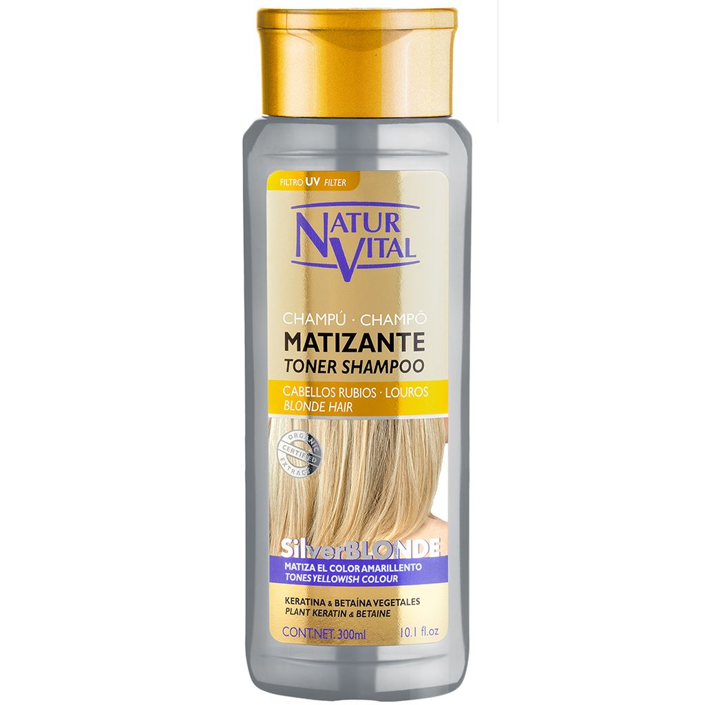 Naturaleza y Vida Silver Blonde, 300 ml, Shampoo, Unisex, Blond, Gefärbtes Haar, Blond, Anti-Frizz, Farbschutz, Feuchtigkeitsspendend, Ernährung,...