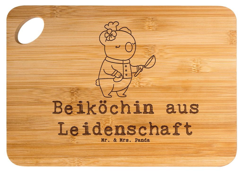Mr. & Mrs. Panda Schneidebrett Beiköchin Leidenschaft - Transparent - Geschenk, Gastronomie, Lustig, Holzbrett, holzschneidebrett, Hackbrett, Rest...