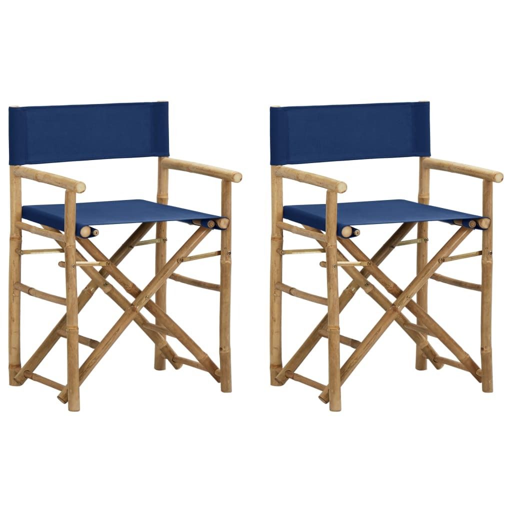 vidaXL Chaises de régie pliantes 2 pcs. Bleu Bambou et Image du produit 