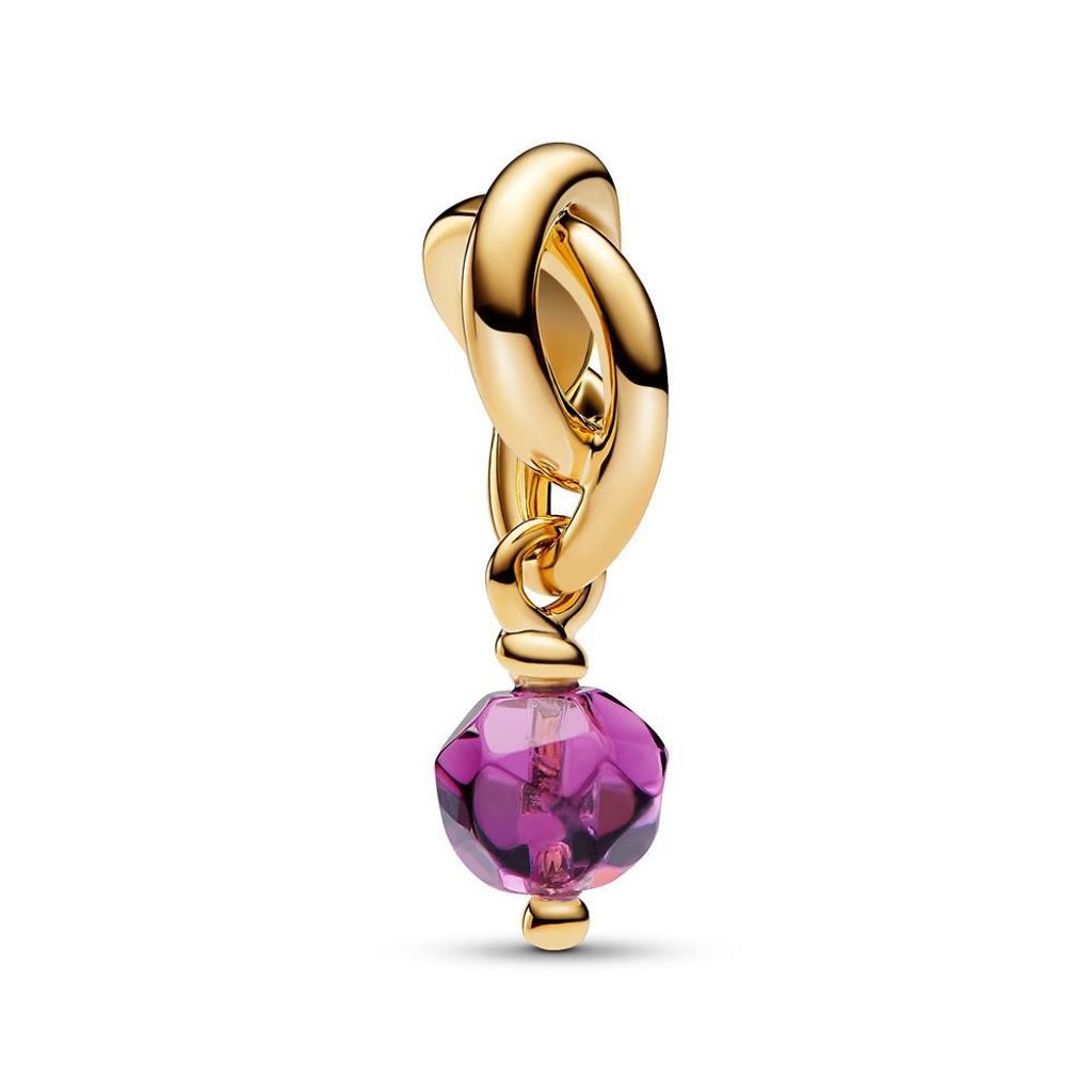 PANDORA Moments Charm-Anhänger Februar IP Gold, Schmuckkristall