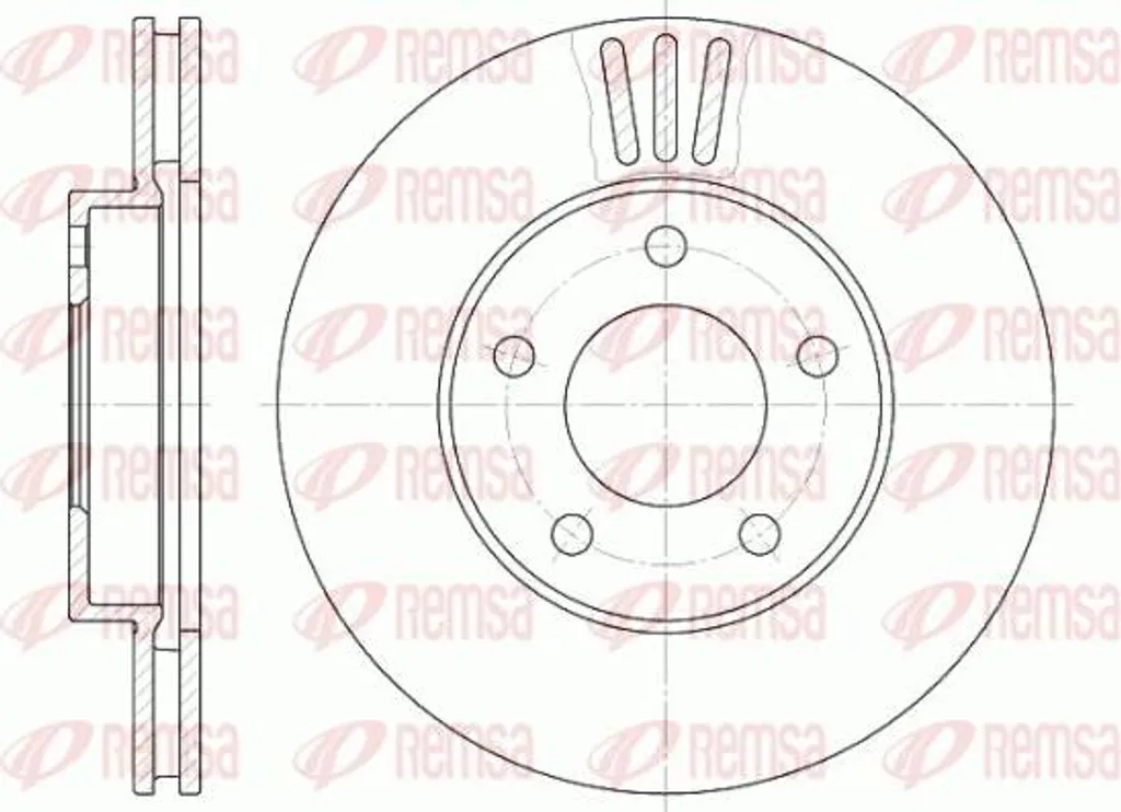 Disque de frein arrière plein REMSA 61020.10 pour Mazda Tribute et 206