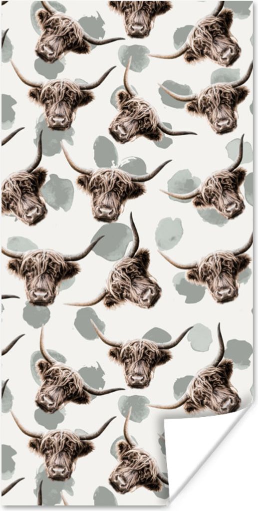 MuchoWow Poster Kuh - Schottischer Highlander - Tiere 60x120 cm - Wandschmuck