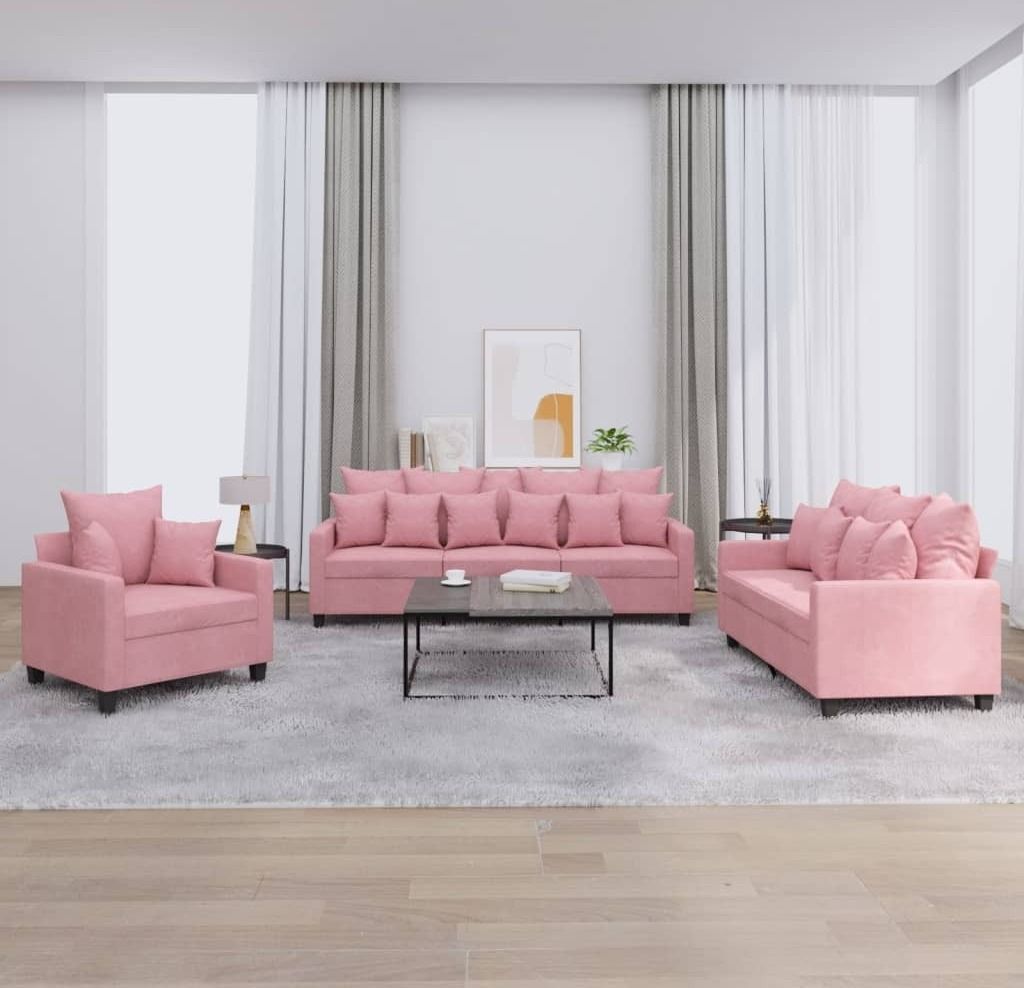 Maison Exclusive - 3-tlg. Sofagarnitur mit Kissen Rosa Samt